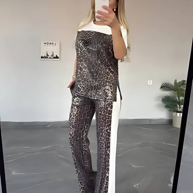 Icone™ LeopardOutfit: Confort Toute La Journée Avec Ensemble 2 Pièces Tenue Léopard
