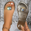 Happy™ RhinestoneSandals: Sandales Plates Pour Femmes Avec Strass Scintillant