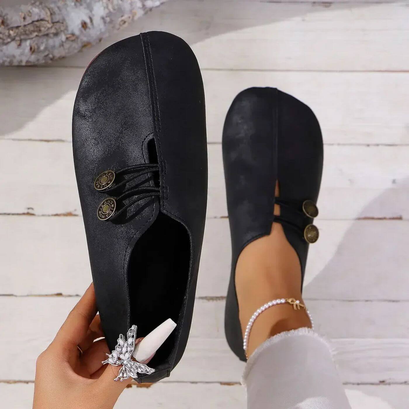Happy™ CozyStep: Ajustement Flexible Bout Rond À Enfiler Chaussures Confortables