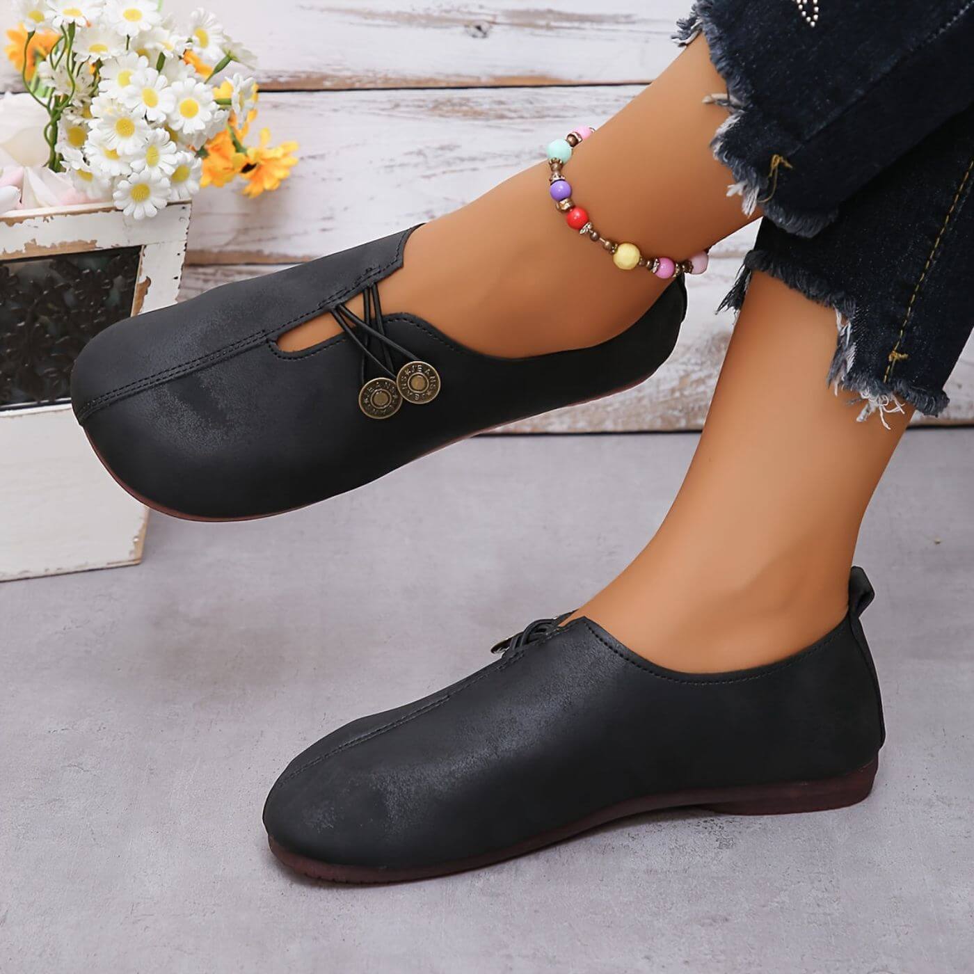 Happy™ CozyStep: Ajustement Flexible Bout Rond À Enfiler Chaussures Confortables