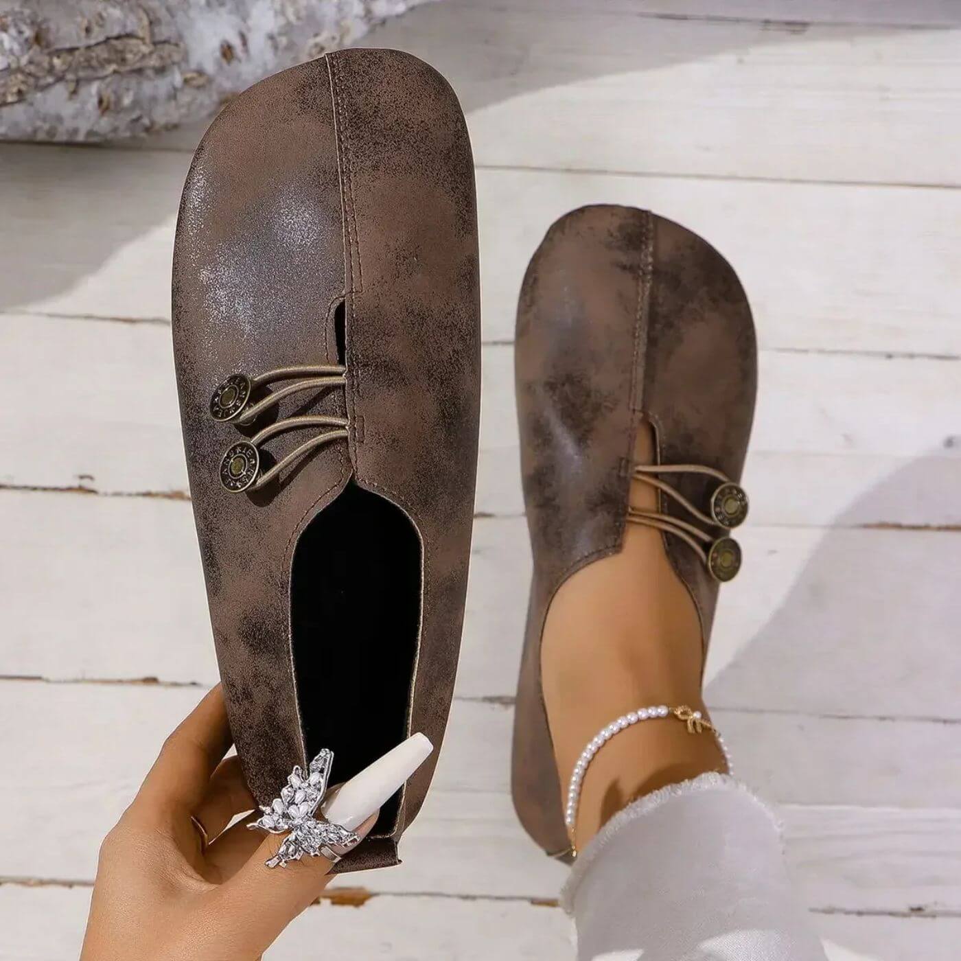 Happy™ CozyStep: Ajustement Flexible Bout Rond À Enfiler Chaussures Confortables