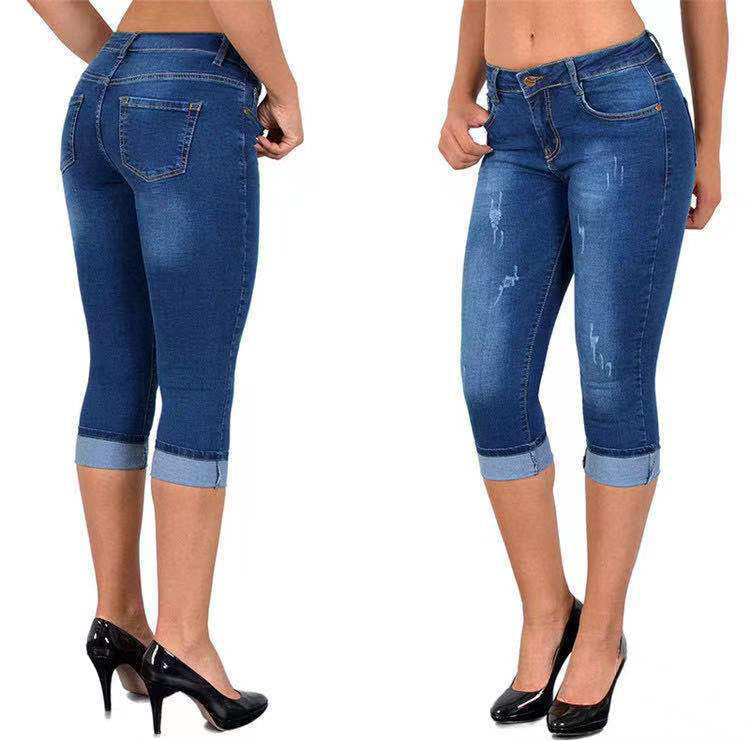 Icone™ KneeDenim: Pantalon En Denim Extensible Stylé Longueur Genou