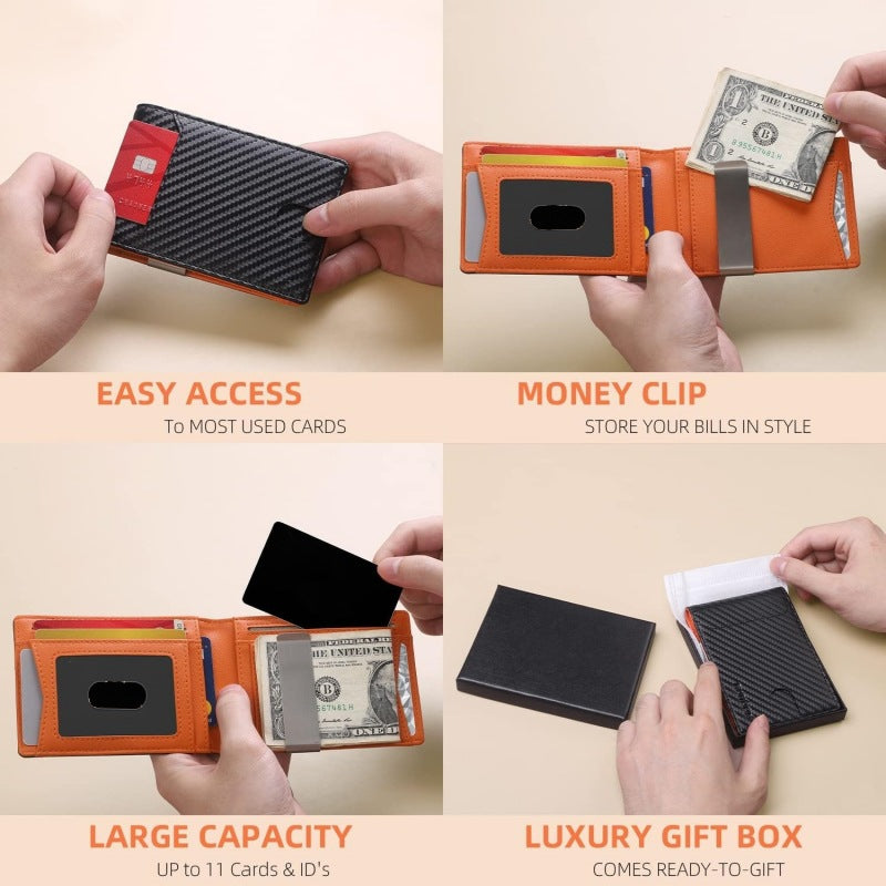 Icone™ SlimWallet - Portefeuille RFID Ultra Fin Et Sécurisé En Cuir Pour Hommes