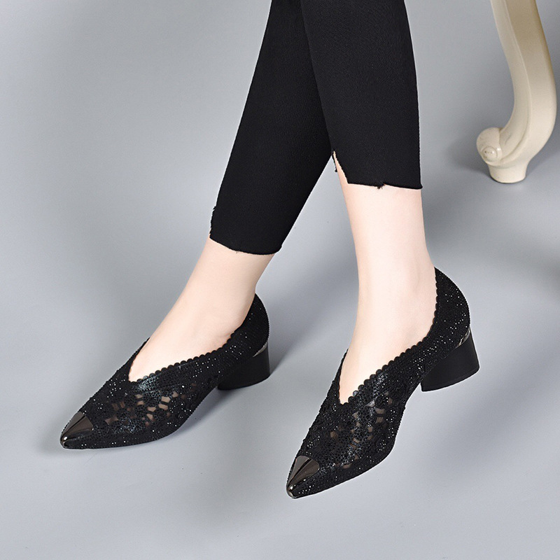 Happy™ GlimmerShoes: Maille Talons Chaussures Avec Cristaux Accentuer