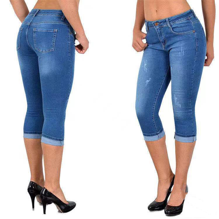 Icone™ KneeDenim: Pantalon En Denim Extensible Stylé Longueur Genou