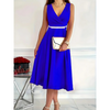 Icone™ ElegantDress: Col En V Femme Élégante Robe Avec Ceinture