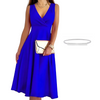 Icone™ ElegantDress: Col En V Femme Élégante Robe Avec Ceinture