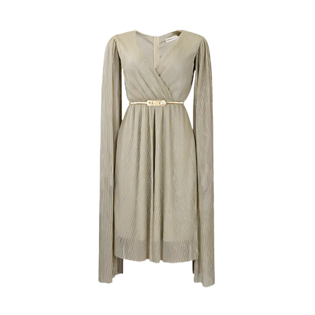 Icone™ ElegantDress: Col En V Femme Élégante Robe Avec Ceinture