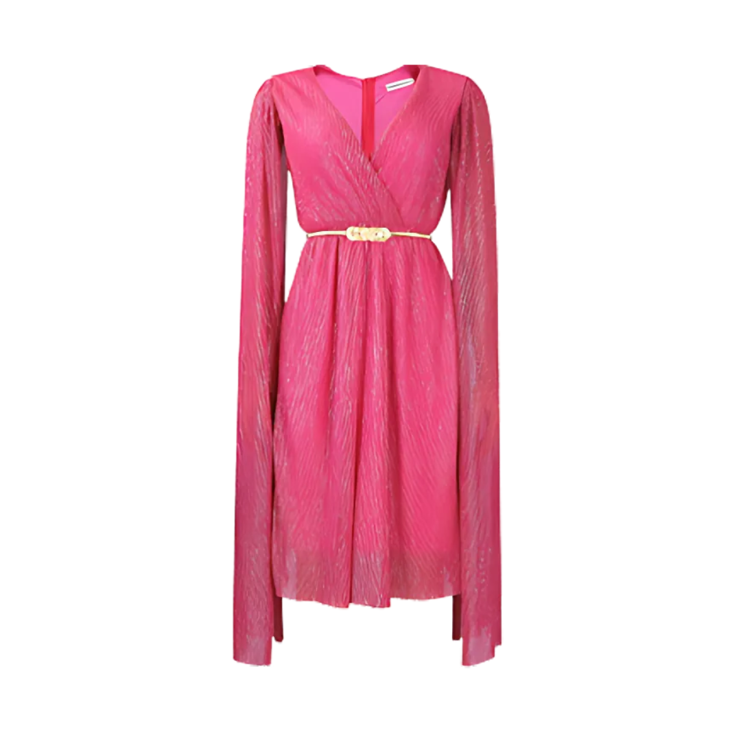 Icone™ ElegantDress: Col En V Femme Élégante Robe Avec Ceinture
