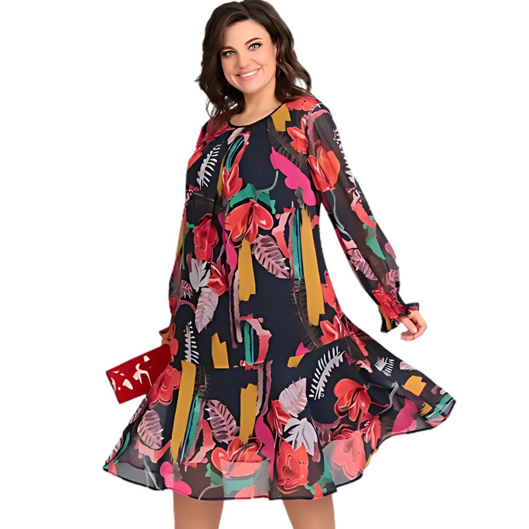 Icone™ FlowerDress: Robe Ample À Manches Longues Et Imprimé Floral