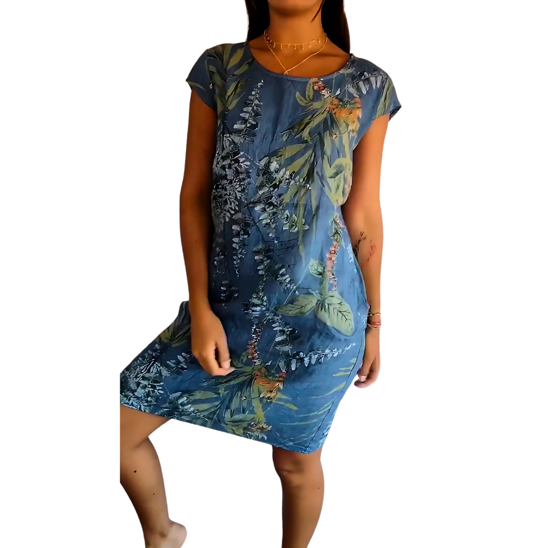 Icone™ CasualDress: Imprimé Nature Cou Rond Robe Décontractée