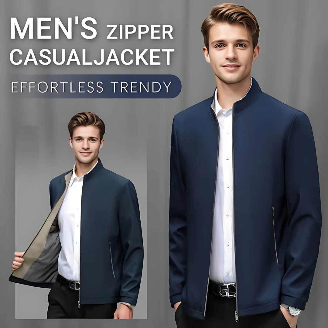 Icone™ CasualJacket: Debout Collier Occasionnel Fermeture Éclair Veste Pour Hommes