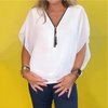 Icone™ LooseBlouse: Confortable Col En V Zippé Blouse Ample Pour Femmes