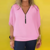 Icone™ LooseBlouse: Confortable Col En V Zippé Blouse Ample Pour Femmes