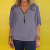 Icone™ LooseBlouse: Confortable Col En V Zippé Blouse Ample Pour Femmes
