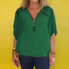 Icone™ LooseBlouse: Confortable Col En V Zippé Blouse Ample Pour Femmes