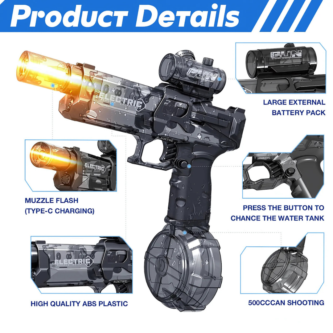 Kletshuts™ WaterGun: Longue Portée Tournage Tir Électrique Eau Pistolet