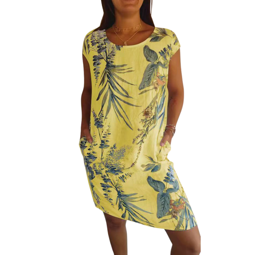 Icone™ CasualDress: Imprimé Nature Cou Rond Robe Décontractée