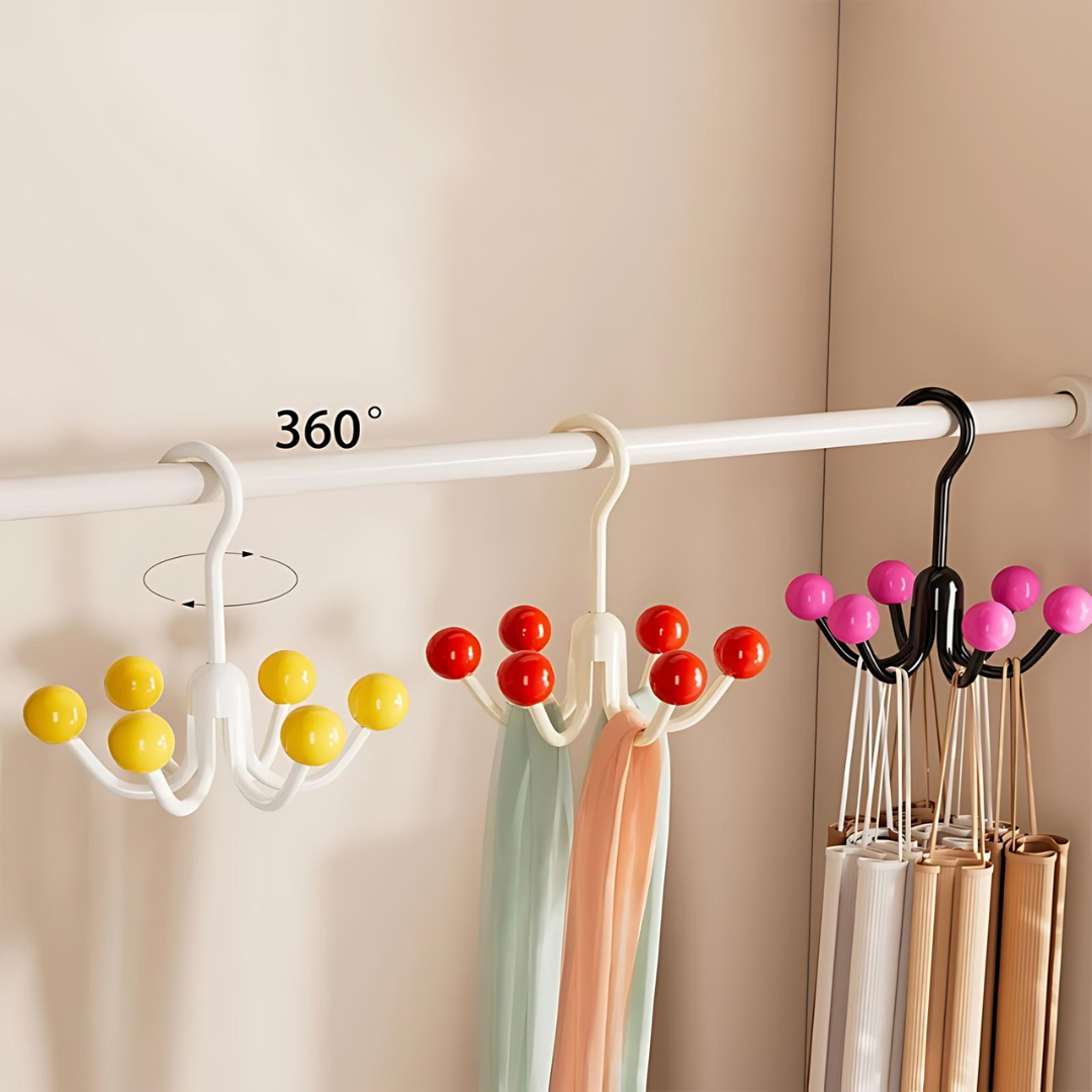 GlideHold® HangerHooks: Pivotant À 360° 6 Claw Crochets Organisateur De Placard Cintre