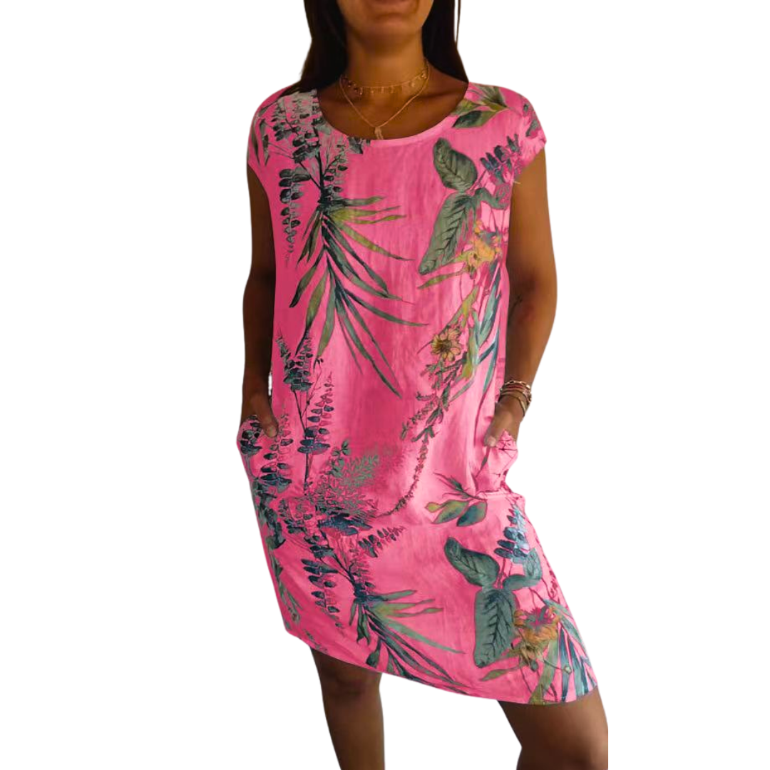 Icone™ CasualDress: Imprimé Nature Cou Rond Robe Décontractée