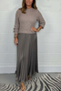 Icone™ PleatedDress: Haut À Manches Longues Avec Jupe Plissée Élégante Robe
