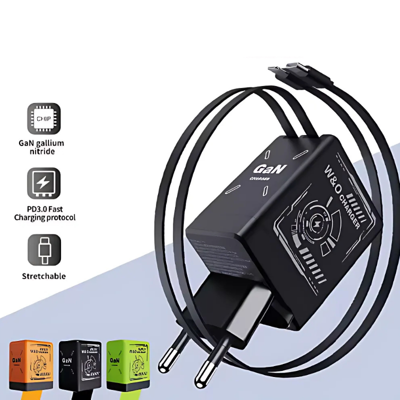 DualCharger: Charge Rapide Double Rétractable Câble Voyage Chargeur