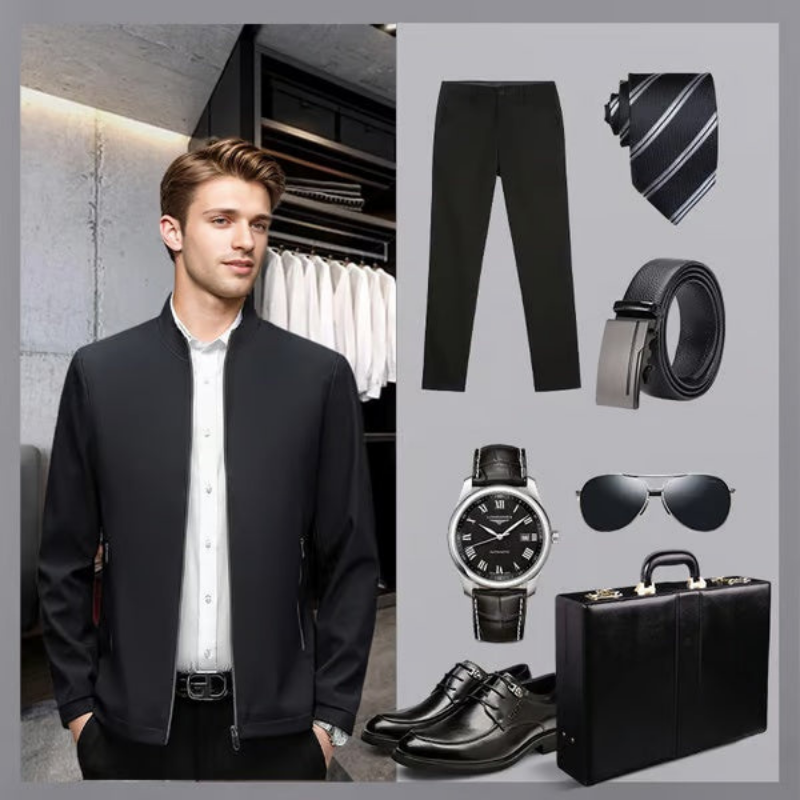 Icone™ CasualJacket: Debout Collier Occasionnel Fermeture Éclair Veste Pour Hommes