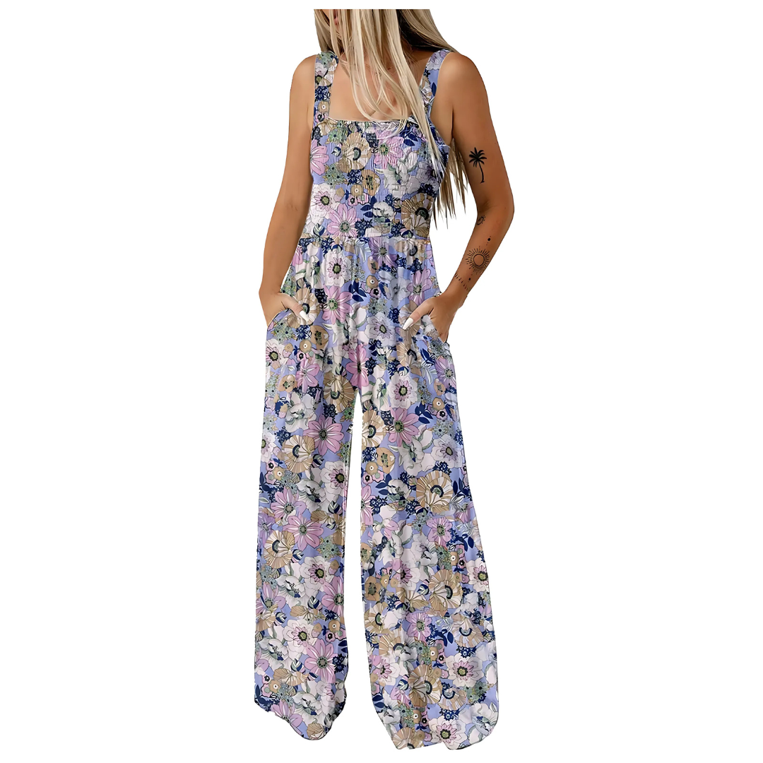 Icone™ PrintedJumpsuit: Longueur Totale Confortable Décontracté Ample Imprimé Combinaison