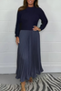 Icone™ PleatedDress: Haut À Manches Longues Avec Jupe Plissée Élégante Robe