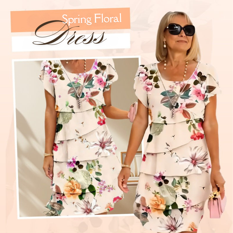 Icone™ SpringDress: Robe Printemps Fleurie Cascade Élégante Pour Femmes