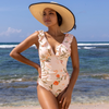 Icone™ ElegantSwimsuit: Design Plissé Élégant Encolure En V Contrôle Du Ventre Maillot De Bain