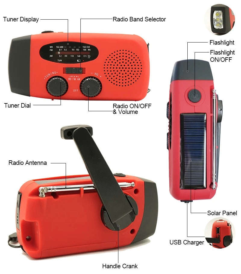 MultiRadio - Multifonction Solaire Portable Radio D'Urgence