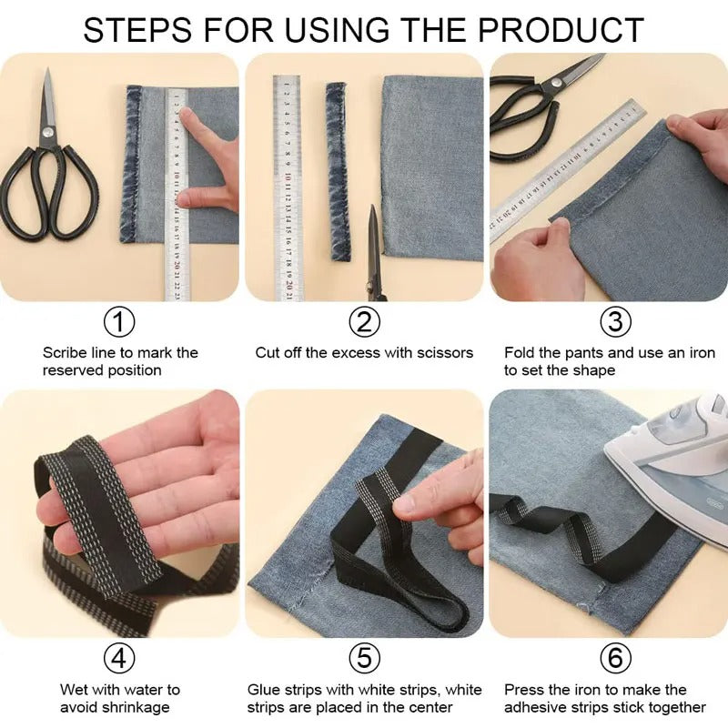 Icone™ ShorteningTape: 5M Ruban De Raccourcissement De Pantalons Auto-Adhésif