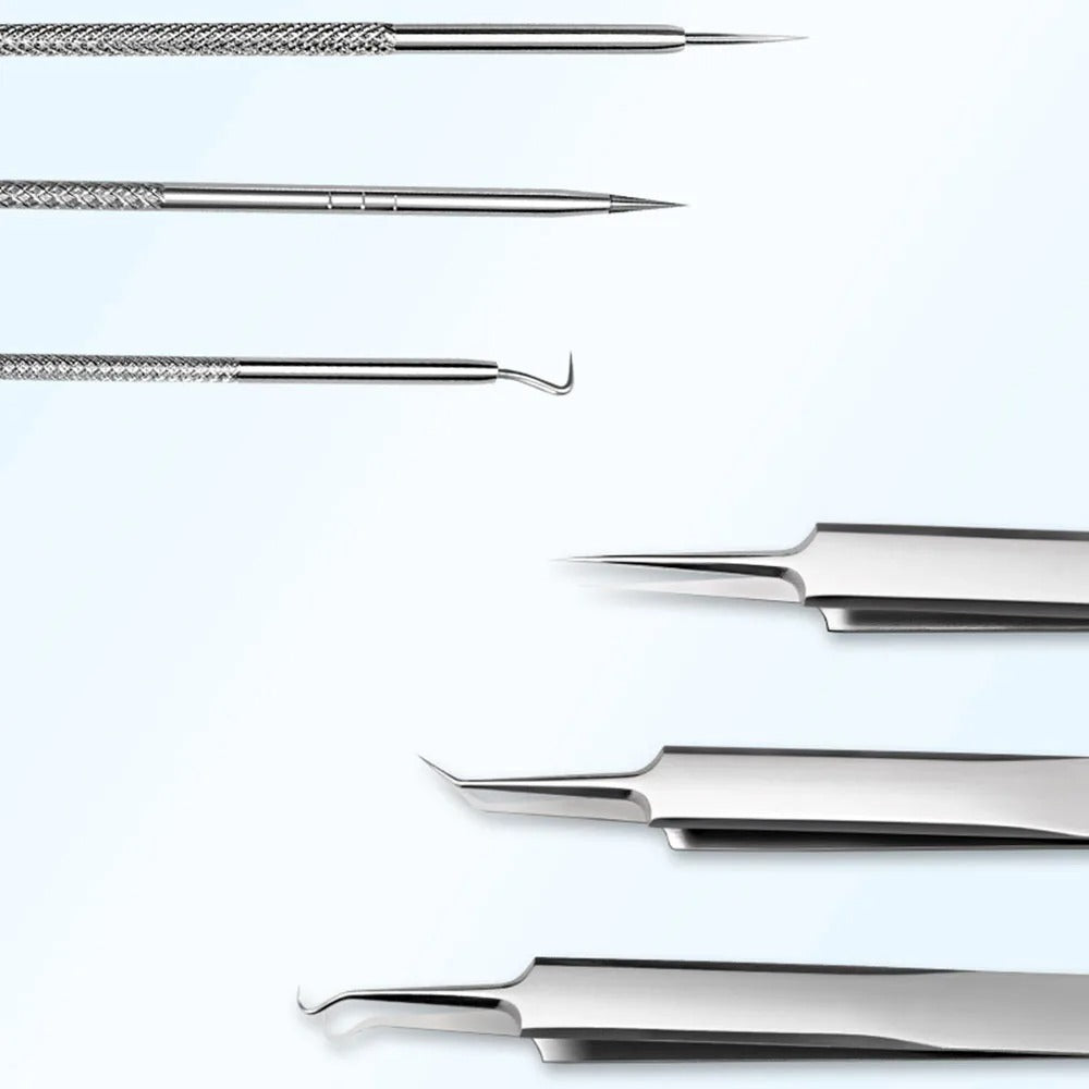 FacialTools - Ensemble D'outils en Acier Inoxydable pour Éliminer les Points Noirs