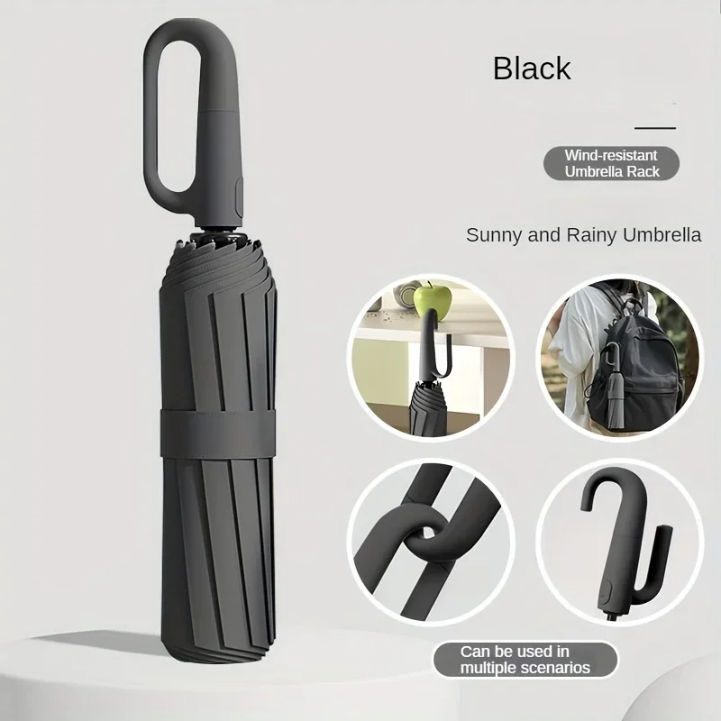 FoldingUmbrella: Automatique 20 Os Boucle À Anneau  Poignée Parapluie Pliable