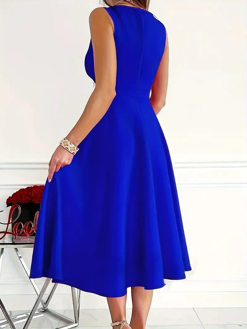 Icone™ ElegantDress: Col En V Femme Élégante Robe Avec Ceinture