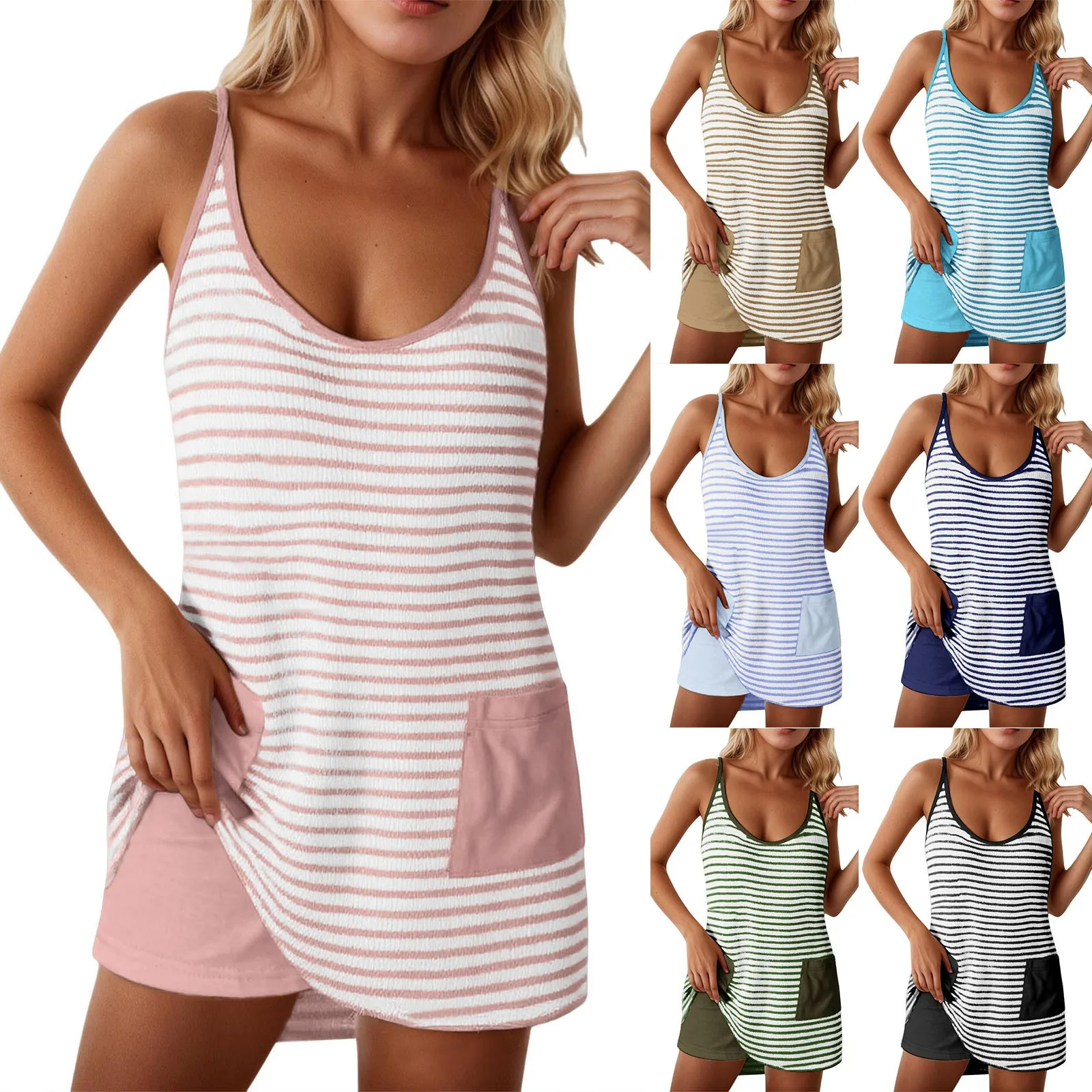 Icone™ DressShorts: Robe Mini Sans Manches Décontractée Avec Short Intégré