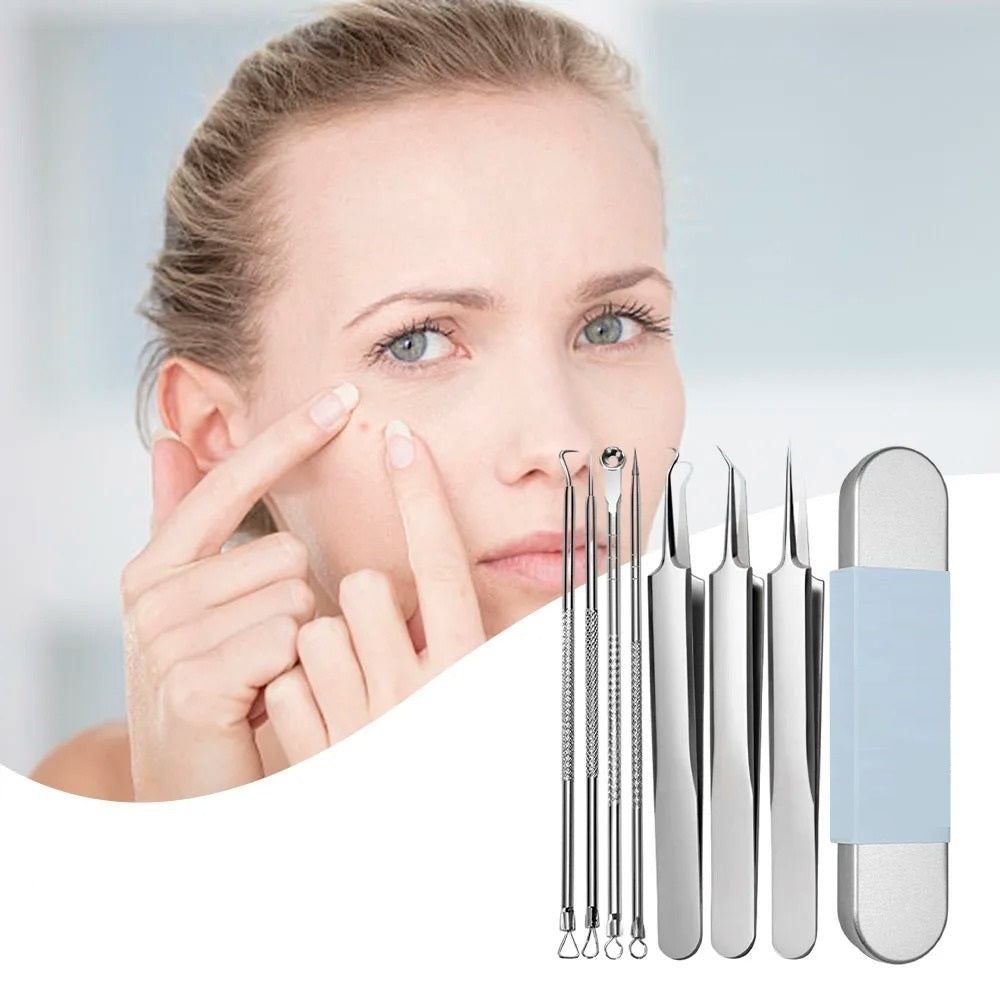 FacialTools - Ensemble D'outils en Acier Inoxydable pour Éliminer les Points Noirs