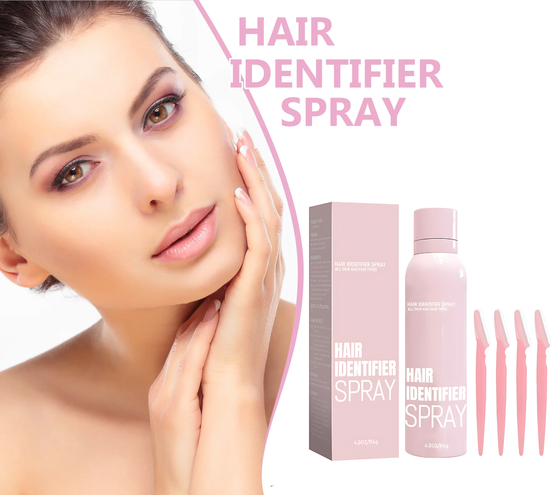 HairIdentifier 1+1 GRATUIT: Facile À Utiliser Poils Du Visage Identificateur Spray Avec Rasoirs
