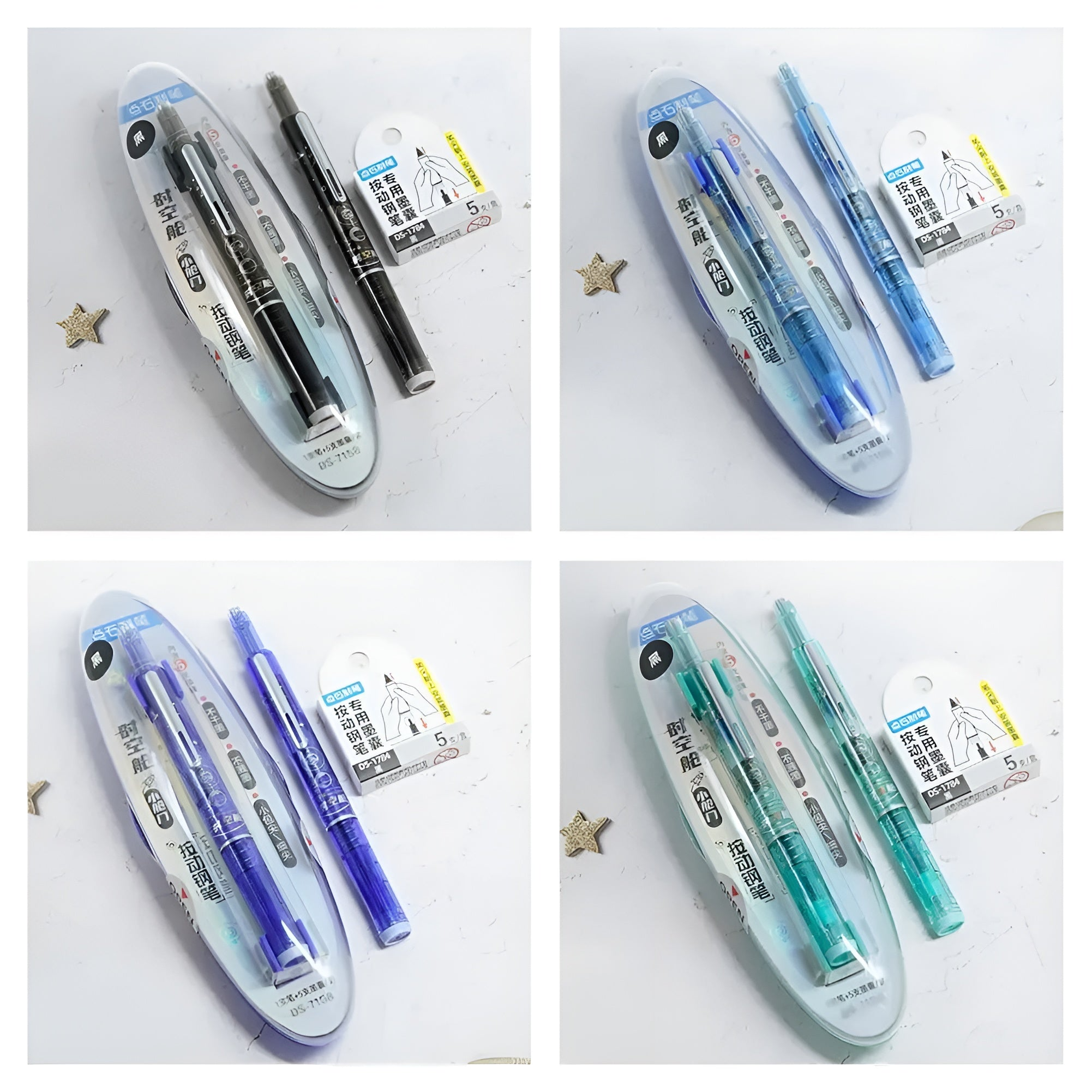 FountainPen - Stylo Plume Rétractable Et Rechargeable Avec Cartouches D'Encre