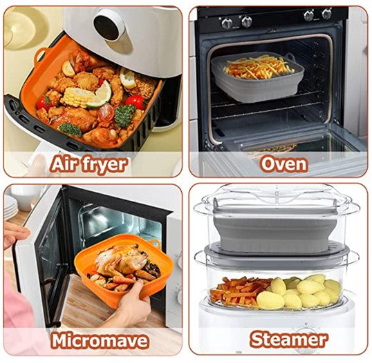 Globetrek° SiliconePan 1+1 GRATUIT: Réutilisable Air Friteuse Silicone Poêle