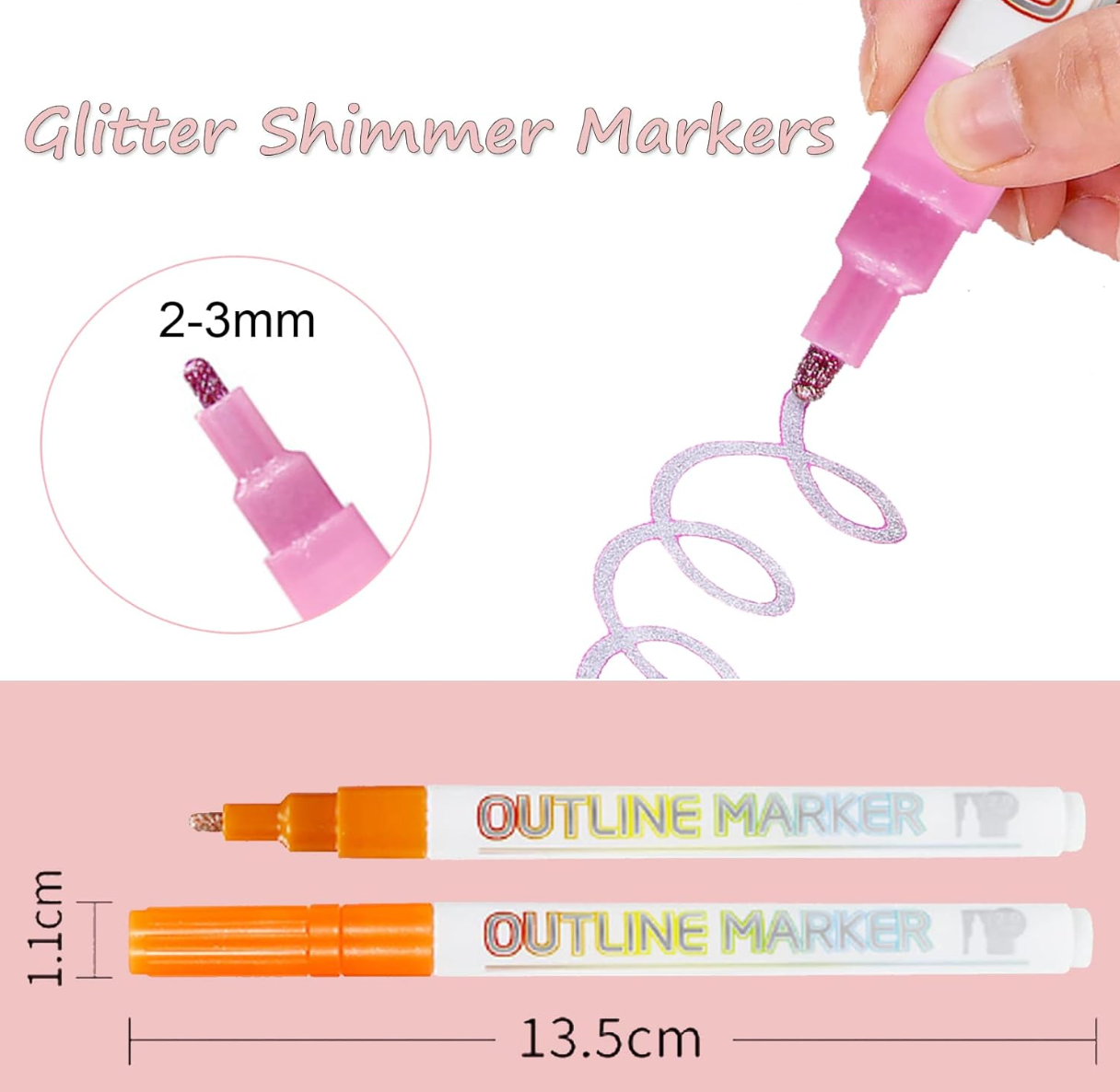 DoubleMarker - Marqueurs De Stylo À Double Ligne Colorés Et Métalliques