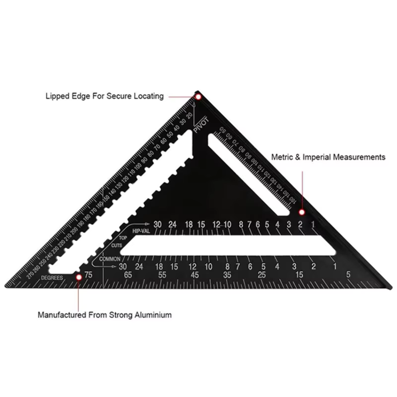 TriangleRuler - Règle Triangulaire en Alliage D'aluminium Pour le Travail du Bois