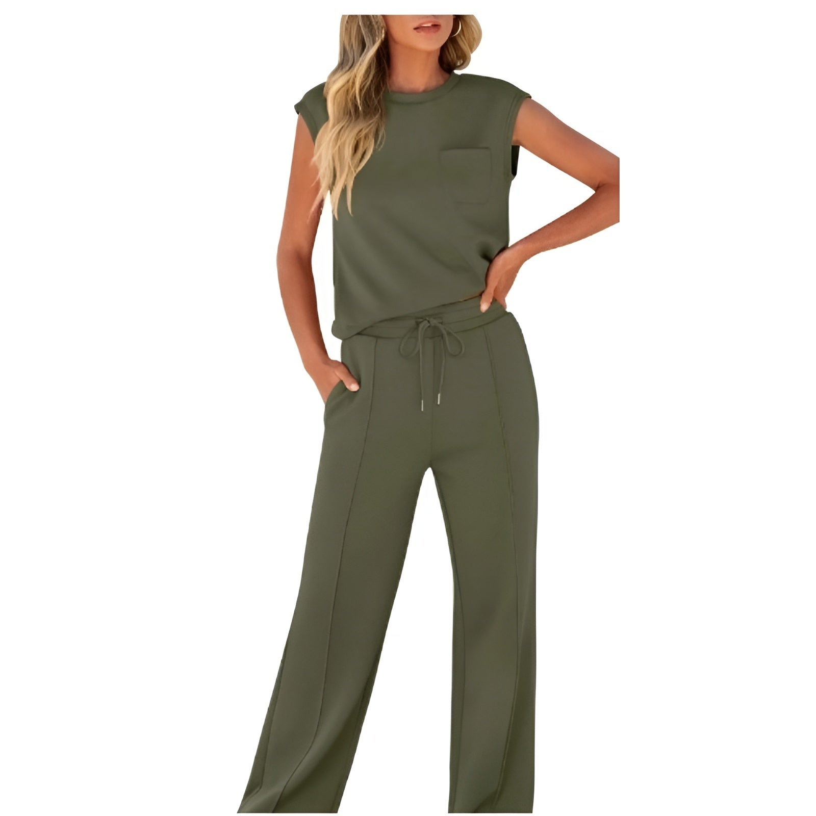 Icone™ StylishSet: Ensemble Haut Sans Manches Et Pantalon Élégant Et Confortable