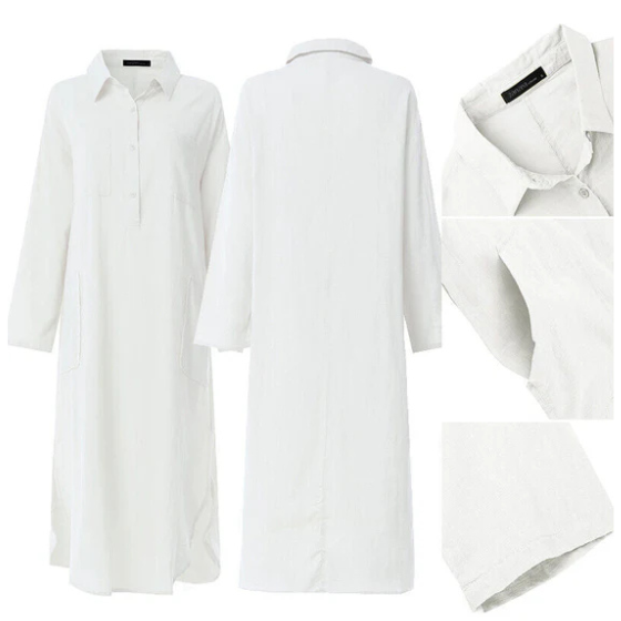 Icone™ ShirtDress: Fluide Chemise Fente Latérale Robe