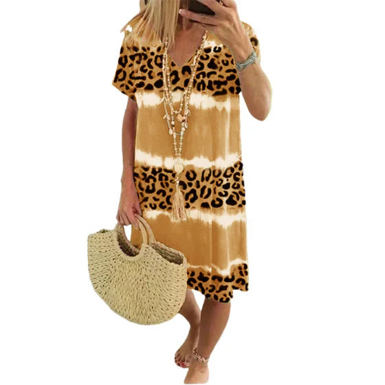 Icone™ LeopardDress: Femme Robe Imprimé Léopard