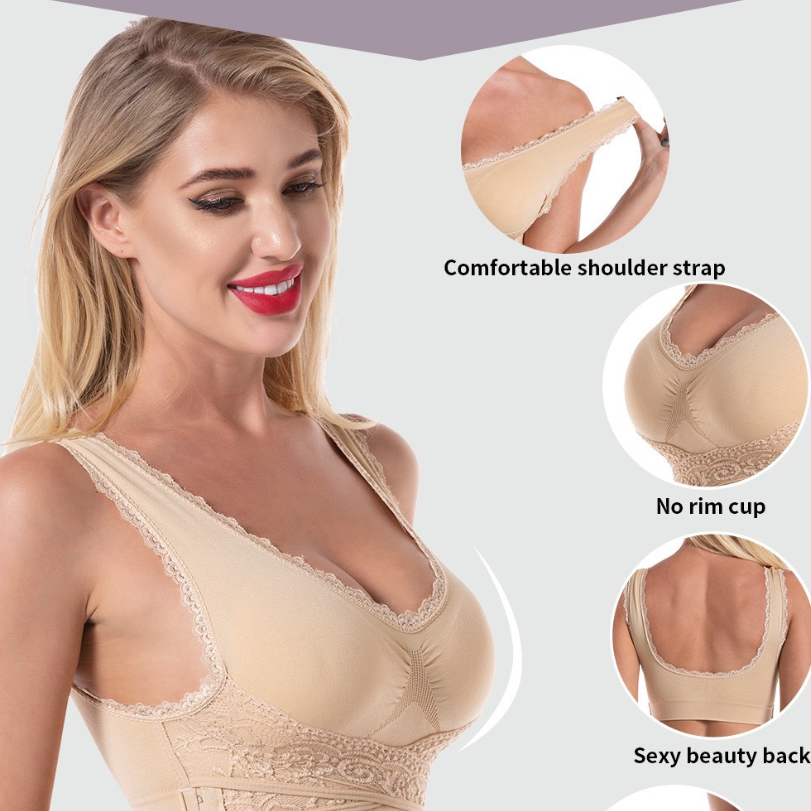 Icone™ LaceBra:  Fil Gratuit Devant Croix Dentelle Ascenseur Soutien-Gorge