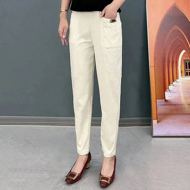 Icone™ CottonPants: Élastique Coton Pantalon Pour Femmes