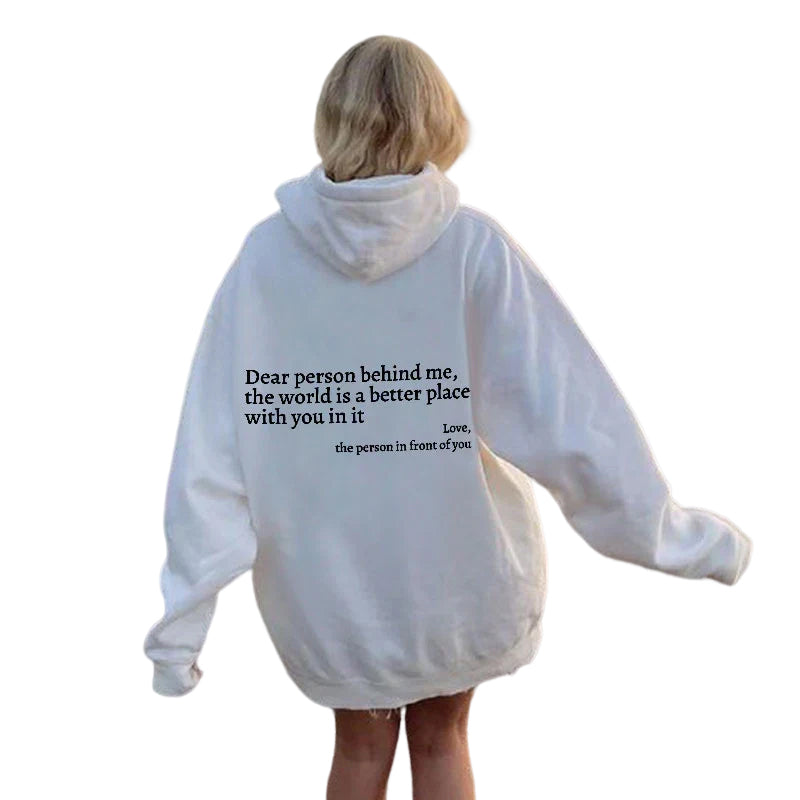 Icone™ DearHoodie: Sweat A Capuche Avec Message Imprimé A L'avant Et A L'arrière