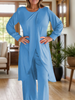 Icone™ ClassicSet: Classique Longue Manches Avec Chic Devant Fente Haut Et Pantalon Ensemble